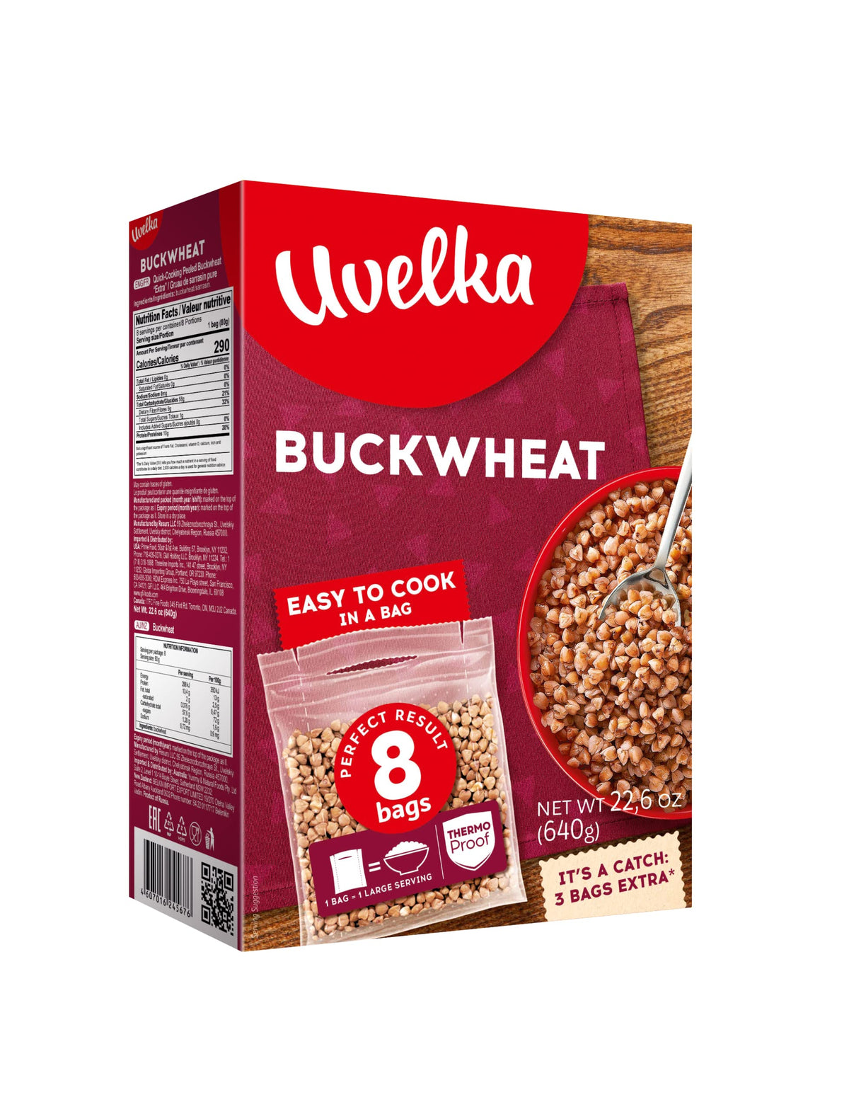 Uvelka Buckwheat 80g serving ready in minutes for healthy meals