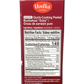 Uvelka Buckwheat boil-in-bag bags inside box, quick meal option.