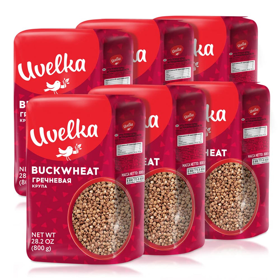 Uvelka buckwheat groats 800g pack-6 front view, premium whole grain quality