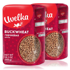 Uvelka Buckwheat Groats 800g two-pack front view for pantry staples
