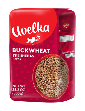 Uvelka Buckwheat Groats poured into a measuring cup for quick cooking