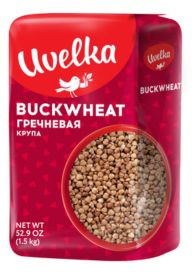 Cooked buckwheat porridge with Uvelka groats, warm and comforting.