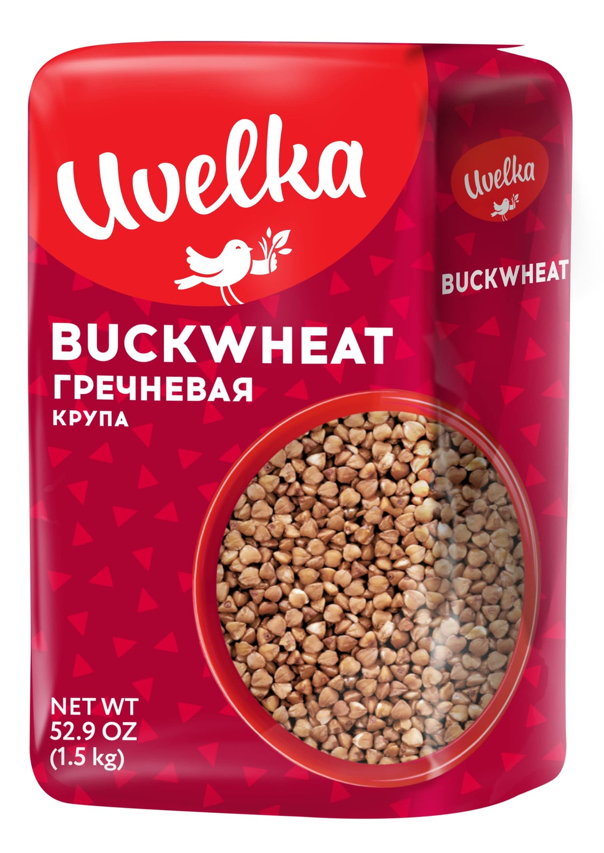 Uvelka Buckwheat Groats Extra packaging showing gluten-free whole grain