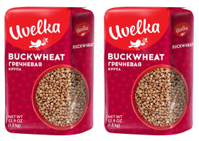 Uvelka buckwheat groats pack front, versatile gluten-free pantry staple.