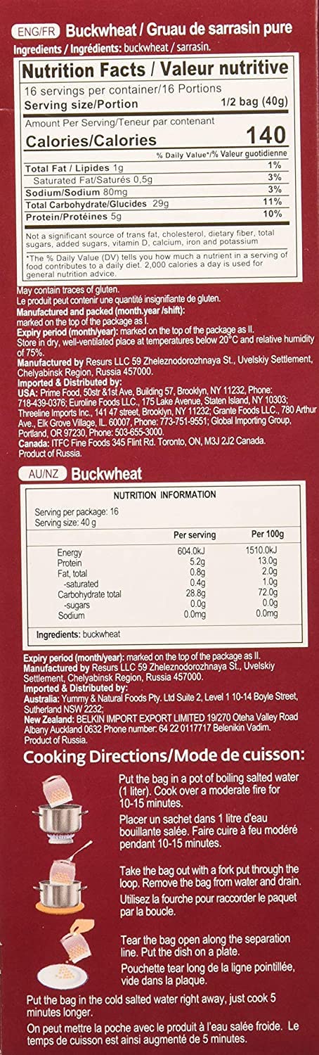 Uvelka Buckwheat packaging close-up highlighting whole grain quality