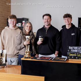 V2G White Coffee barista-style drink test behind the bar.