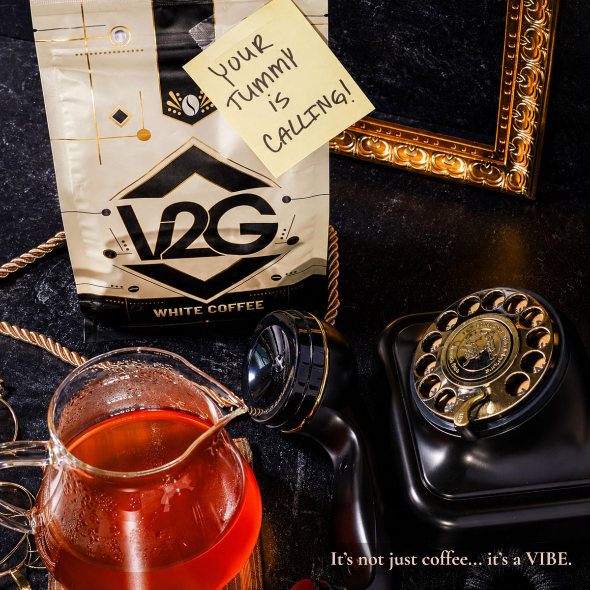 V2G White Coffee single-origin Colombia beans shine in the cup.