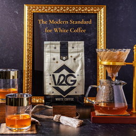 V2G White Coffee small-batch roast signals freshness and balanced flavor.