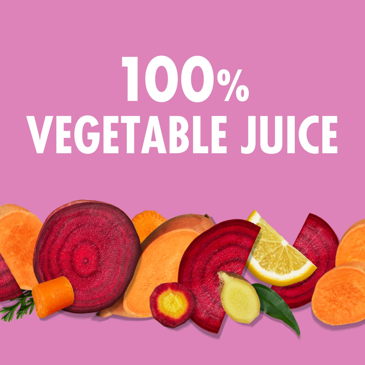 V8 Beet Ginger Lemon juice ingredients visual emphasizing real vegetables