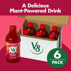 V8 Blends strawberry banana bottle being poured for post-workout refreshment
