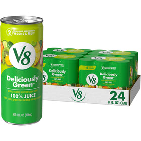 V8 Deliciously Green 24-pack front view, convenient multi-pack for everyday refreshment.