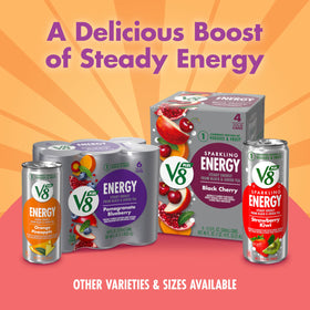 V8 +ENERGY on a beach picnic setup suggesting everyday energy moments