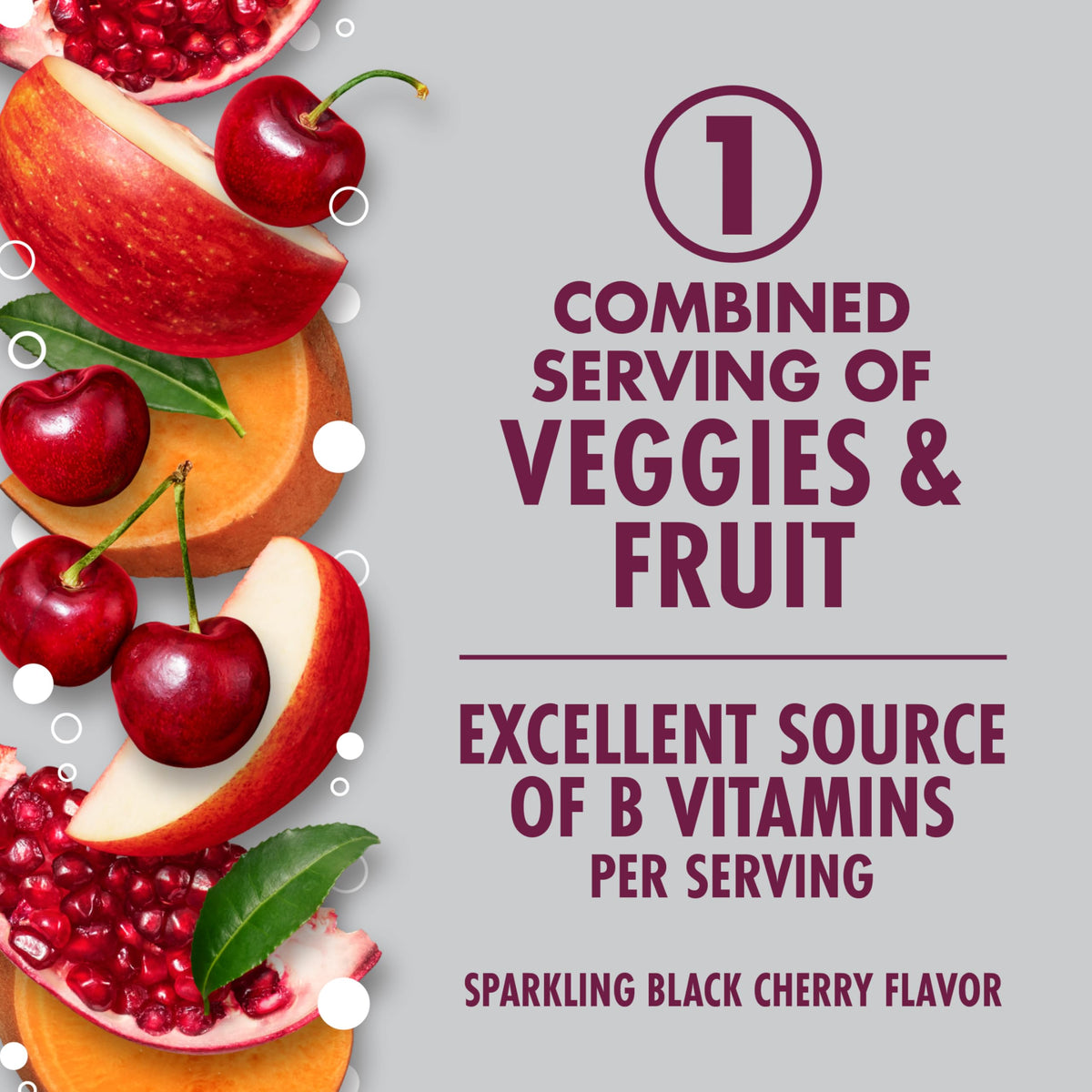 V8 +ENERGY Black Cherry can nutrition label showing 80 mg caffeine