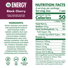 V8 Energy Black Cherry can side angle, ready-to-grab energy.
