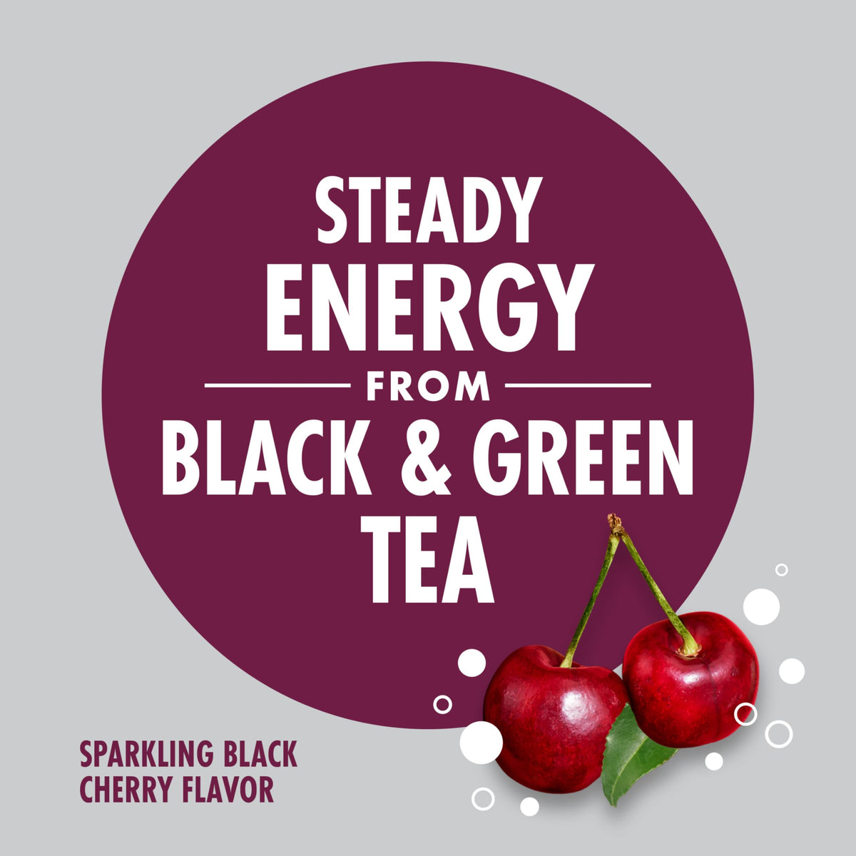 V8 +ENERGY Black Cherry served in a glass with ice