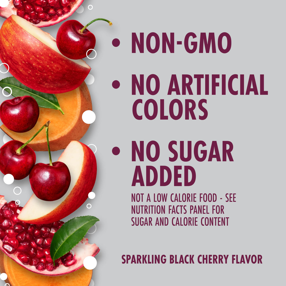 V8 +ENERGY Black Cherry sparkling pour closeup with bubbles