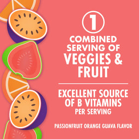 V8 +ENERGY front label close-up emphasizing caffeine and vitamins for daytime energy