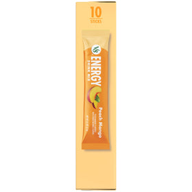 V8 Energy Peach Mango flavor closeup with inviting aroma and color.
