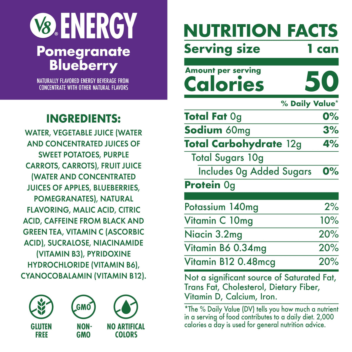 V8 Energy Pomegranate Blueberry can tab open emphasizes fruit-forward aroma and caffeine boost