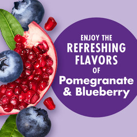 V8 Energy Pomegranate Blueberry ingredients image showcases non-GMO fruit and veggie blend.