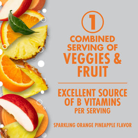 V8 +Energy Sparkling Orange Pineapple nutrition label, highlighting 80 mg caffeine per can.
