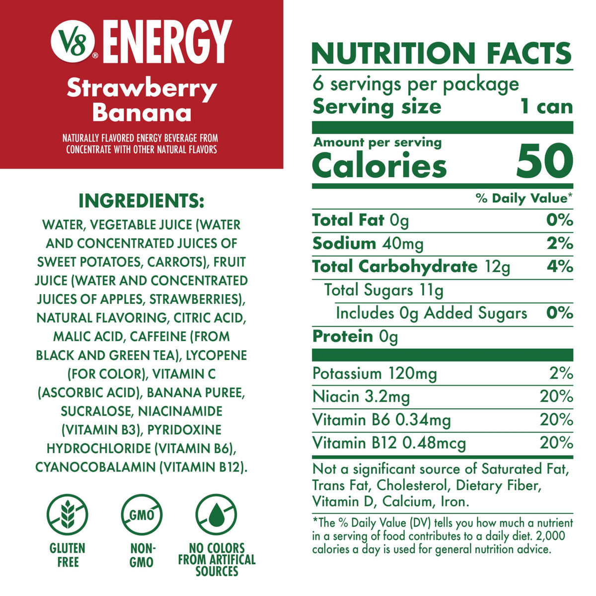 V8 Energy Strawberry Banana being poured into a glass, showcasing vibrant color.