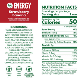 V8 Energy Strawberry Banana being poured into a glass, showcasing vibrant color.