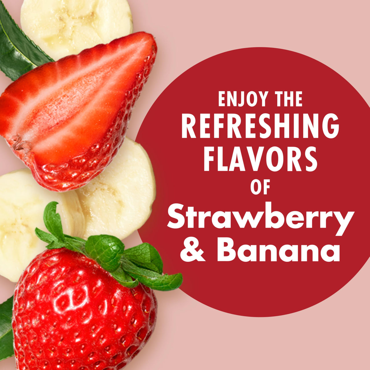 V8 Energy Strawberry Banana label in fridge, convenient daily pick-me-up.