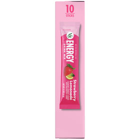 Nutrition label for V8 Energy Strawberry Lemonade showing calories