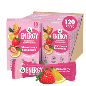 V8 Energy Strawberry Lemonade packets ready for on-the-go fueling