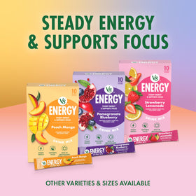V8 Energy travel-friendly sachet ideal for desk or gym bag.