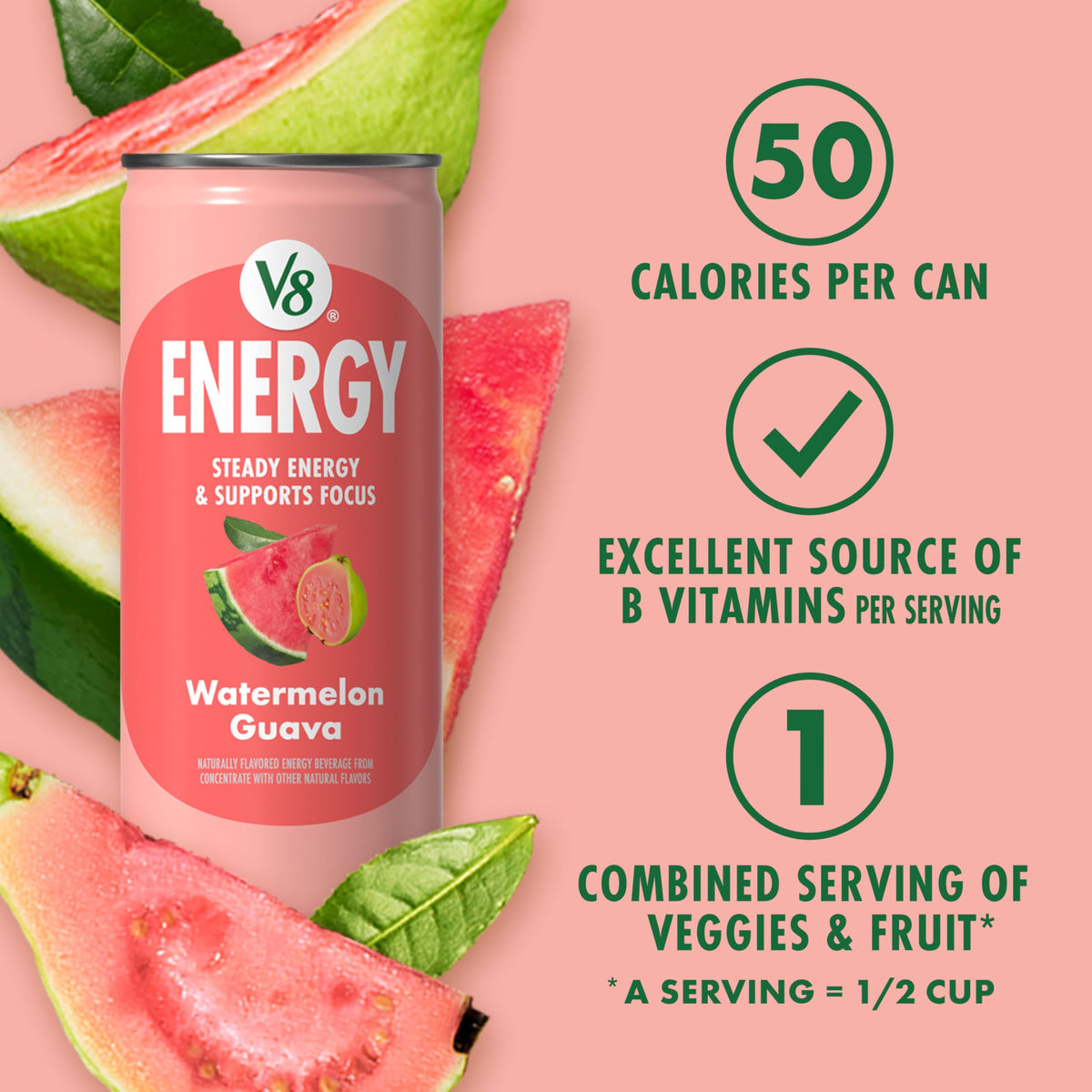 V8 Energy Watermelon Guava in fridge, ready to cool energy refreshment