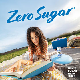 Close-up of V8 Energy Zero Sugar Cherry Lime label for clarity