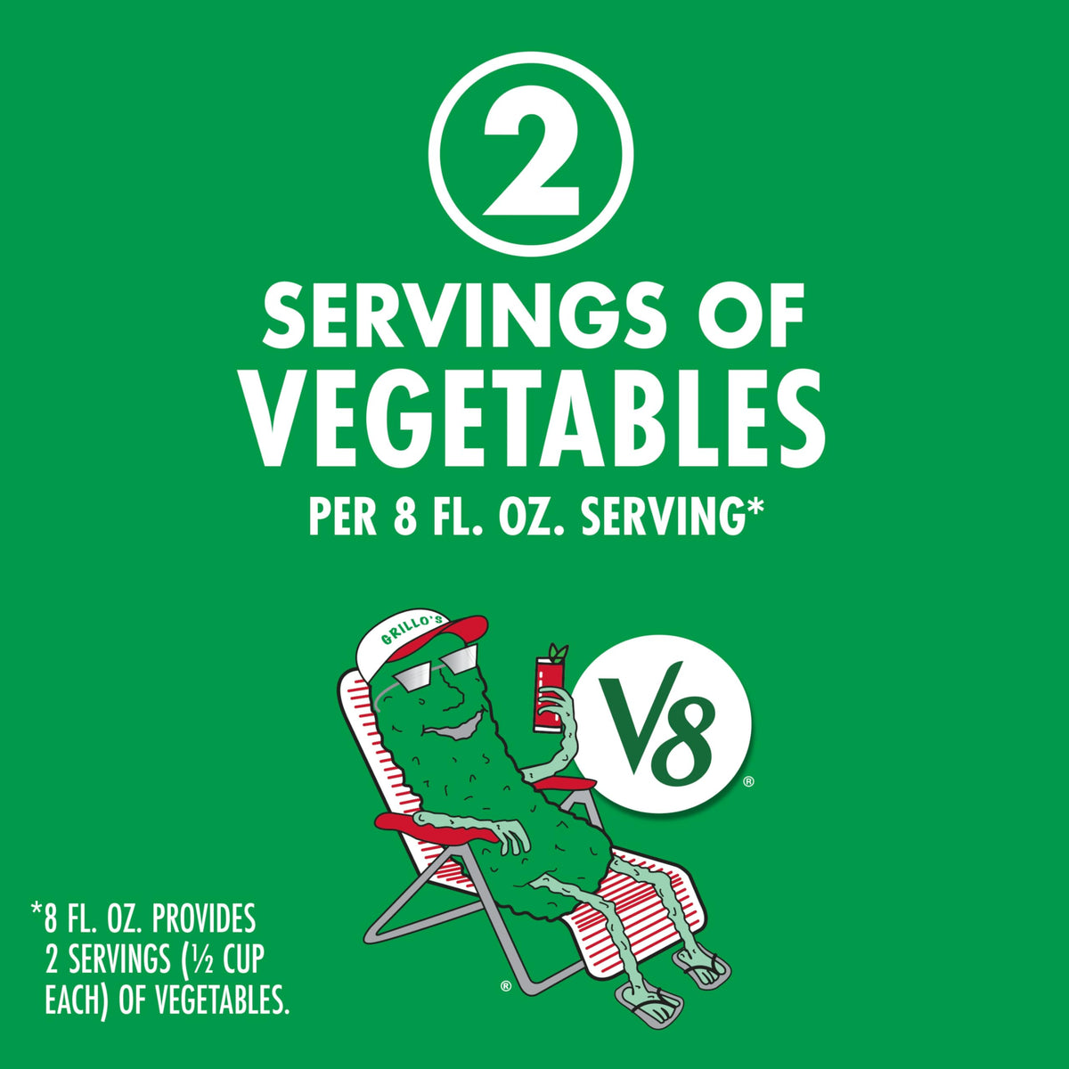 V8 Grillo's Pickles Bloody Mary mix with dill-forward aroma in glass.