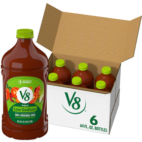V8 Low Sodium Original vegetable juice bottle, 64 oz, convenient family pack