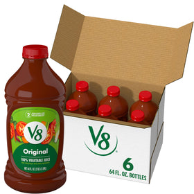 V8 Original 64oz bottle front view, ready-to-drink veggie boost.