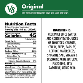 V8 Original 64oz bottle side view, convenient bulk packaging.