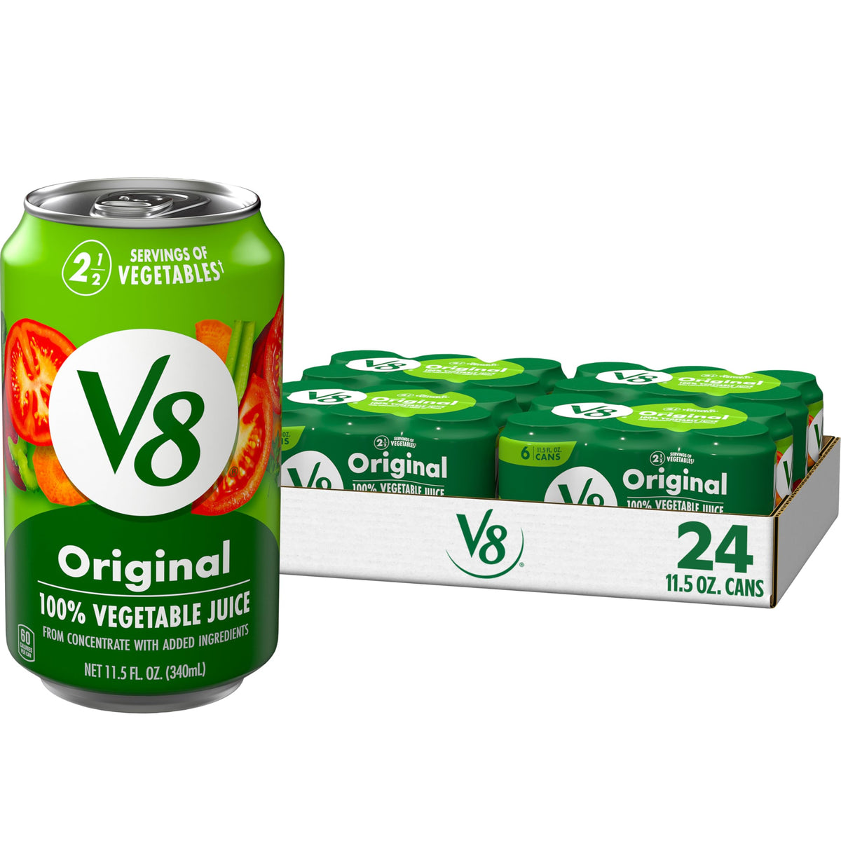 V8 Original Vegetable Juice can front view for easy grab-and-go.