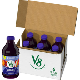 V8 Pomegranate Blueberry bottle front for a plant-powered morning boost