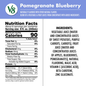 Six-pack display of V8 Pomegranate Blueberry for family meals and on-the-go