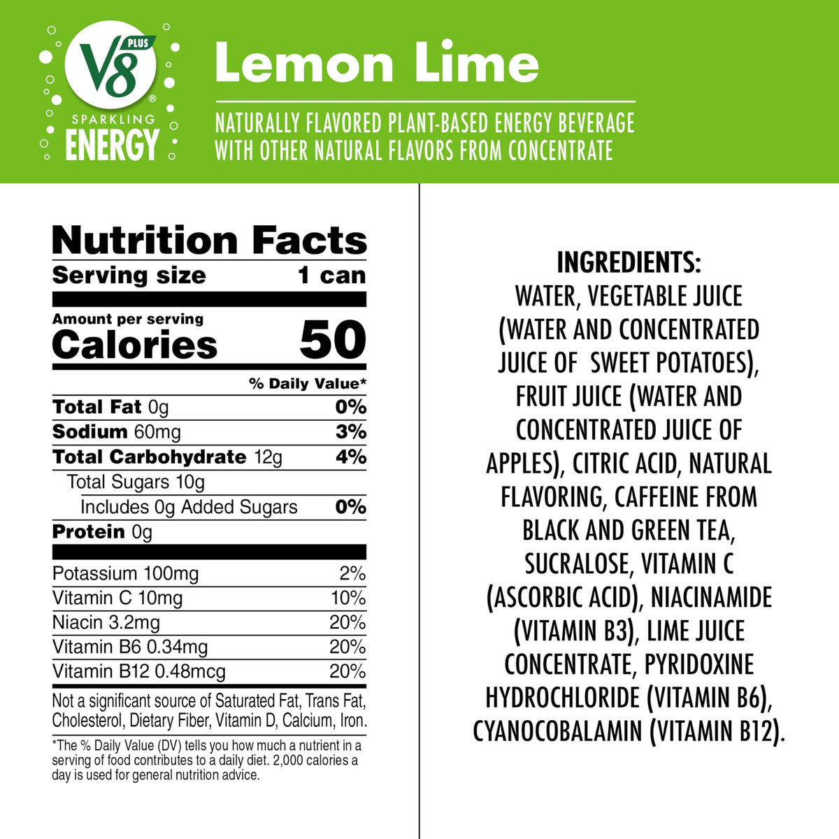 V8 Sparkling Energy Lemon Lime 12-pack box visible for on-the-go use.