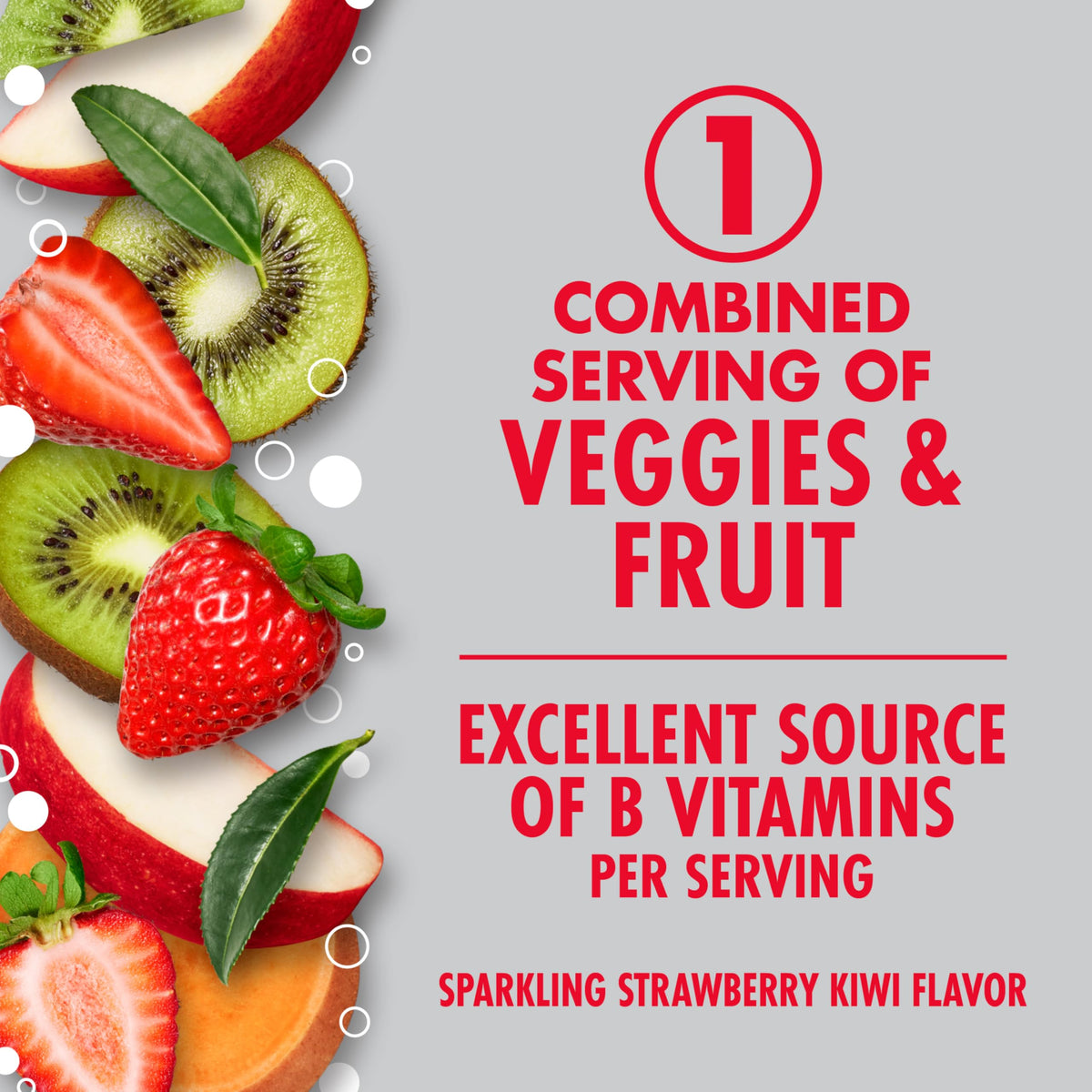Close-up of V8 +SPARKLING ENERGY can showing tea-based caffeine sources