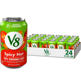 V8 Spicy Hot can front view, convenient 11.5 oz serving.
