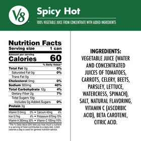 V8 Spicy Hot can side view, easy grip and store.