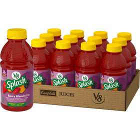 V8 Splash Berry Blend bottle shows a refreshing, lower-calorie berry drink option