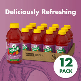 V8 Splash Berry Blend label highlights natural berry flavors and a 5% juice blend