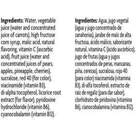 Close-up of the V8 Splash Fruit Medley label highlighting 5% juice