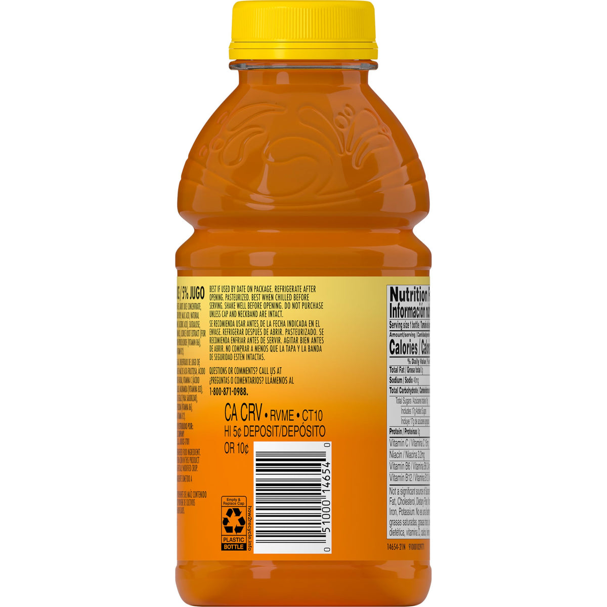 Glass of V8 Splash Tropical Blend served as a refreshing drink.