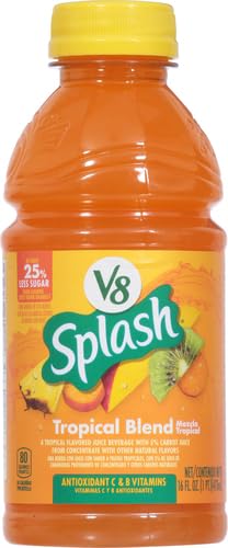 V8 Splash Tropical Blend ingredients, carrot juice with tropical flavors.