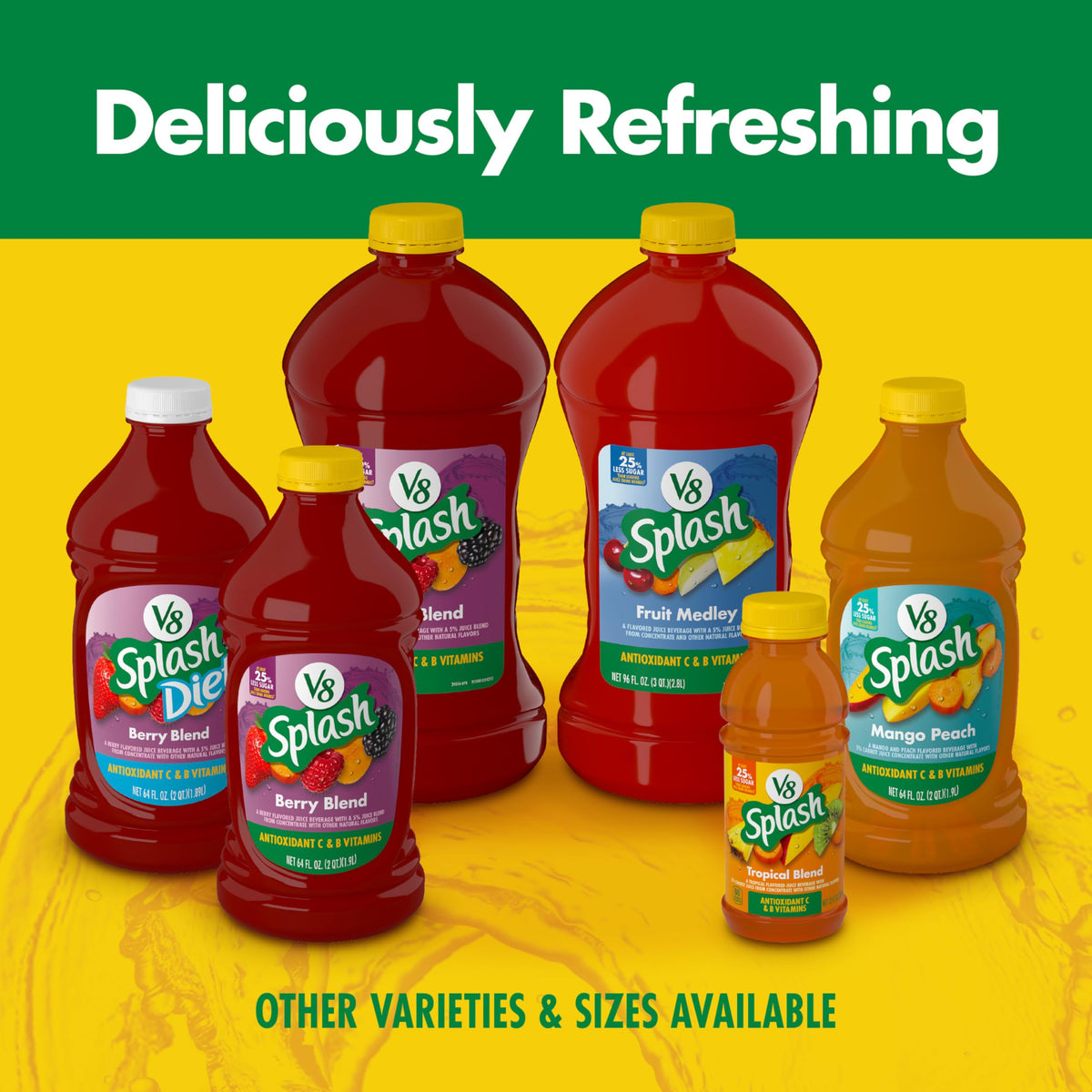 V8 Splash Watermelon Cherry ingredients blend for a fruity note.